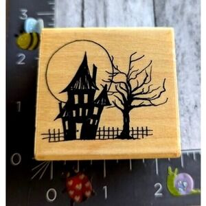 Penny Black Dark House 3499E Halloween Haunted 2006 Rubber Stamp Wood #D53